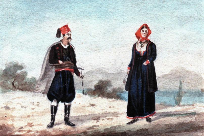13.-Muškarac-i-žena-iz-kraja-Neretve,-Album-Nikole-Arsenovića,-1870-ih,-Etnografski-muzej-Beograd