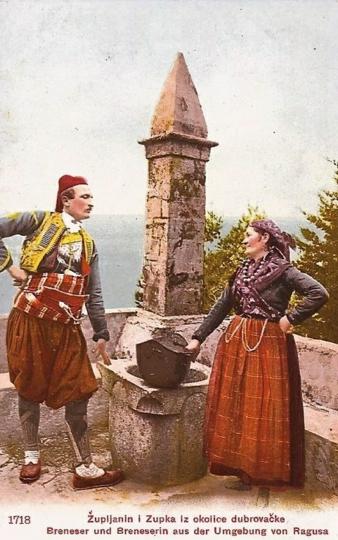 14.-Župljanin-i-Župka-iz-okolice-Dubrovnika,-razglednica,-20.-st.