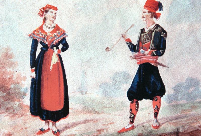8.-Muž-i-žena-iz-Dubrovačke-župe,-Album-Nikole-Arsenovića,-1870-ih,-Etnografski-muzej-u-Beogradu