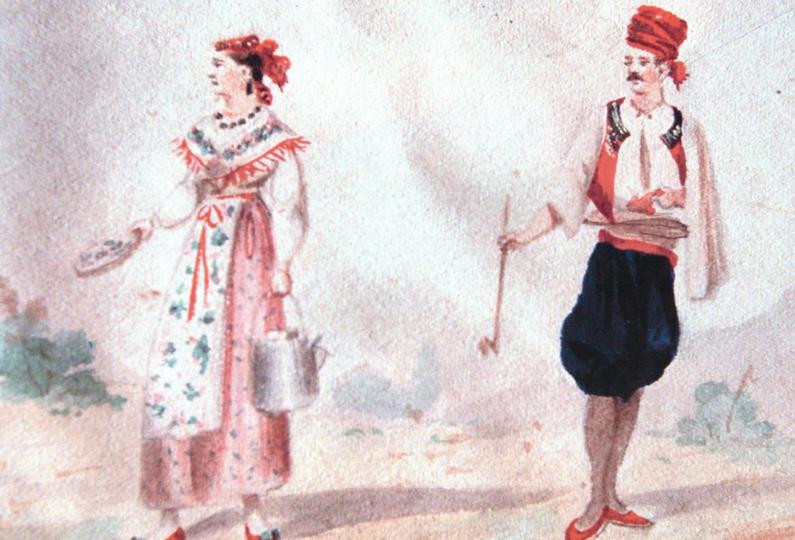 9.-Muž-i-žena-iz-Dubrovačke-župe,-Album-Nikole-Arsenovića,-1870-ih,-Etnografski-muzej-u-Beogradu